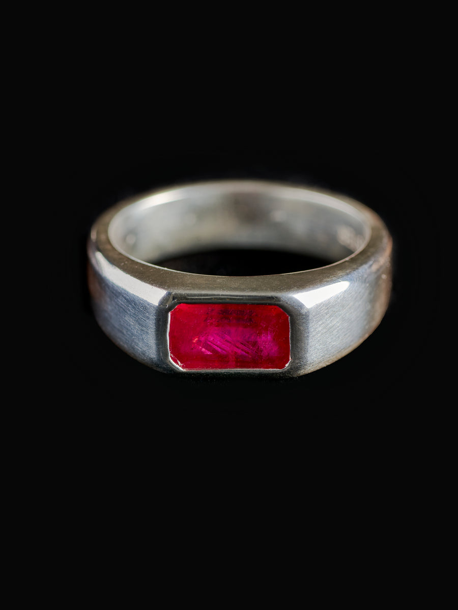 Angular Bezel Set Ruby Ring