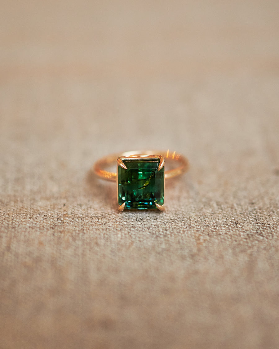 Cushion Cut Green Tourmaline Ring