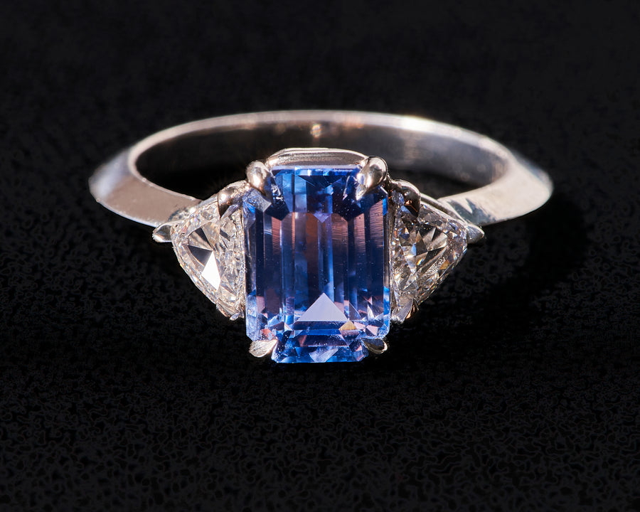 Ceylon Blue Sapphire and Diamond Ring