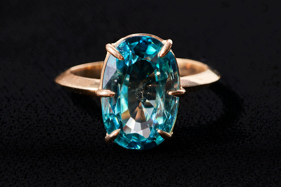 Starlight (Blue Zircon) Oval-Cut Ring