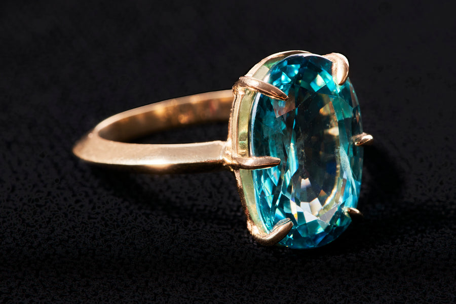 Starlight (Blue Zircon) Oval-Cut Ring