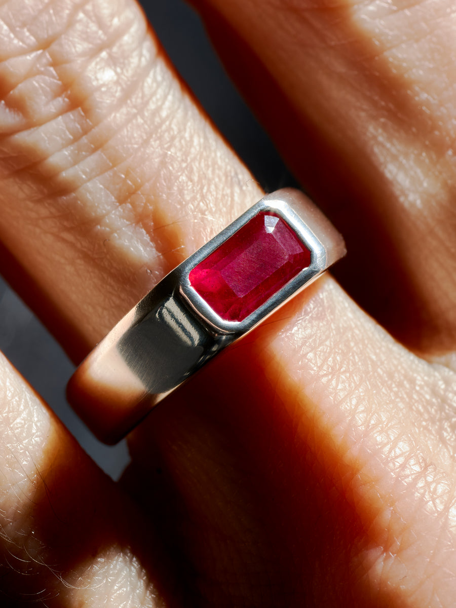 Angular Bezel Set Ruby Ring