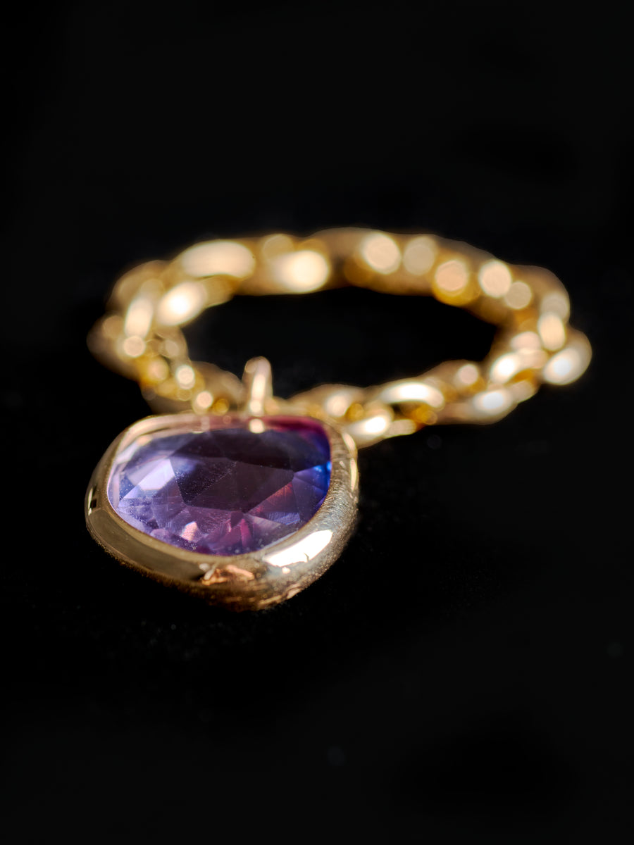 Floating Blue Violet Sapphire Chain Ring
