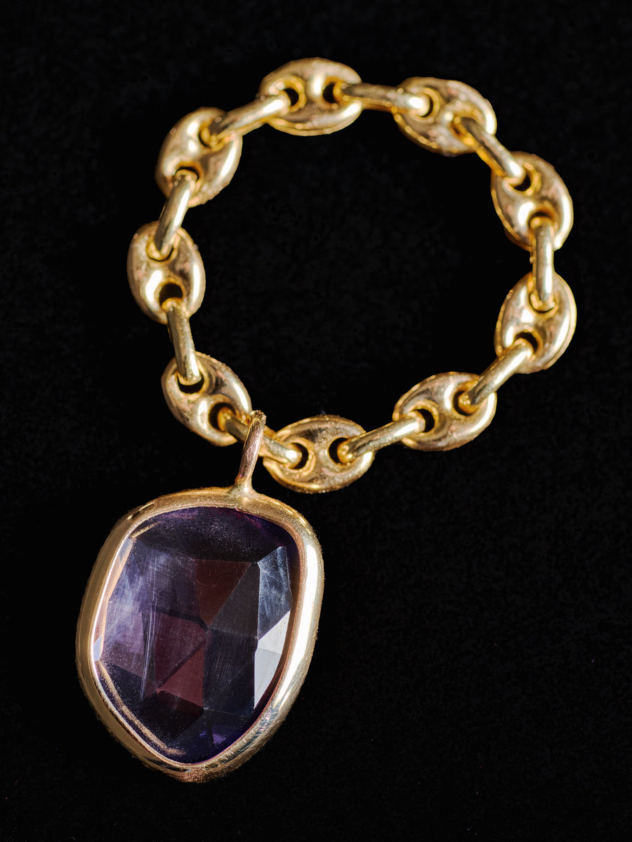 Floating Blue Violet Sapphire Chain Ring