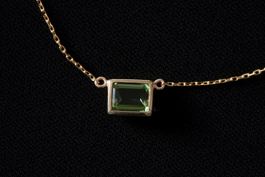 Green Amethyst Television Pendant Necklace