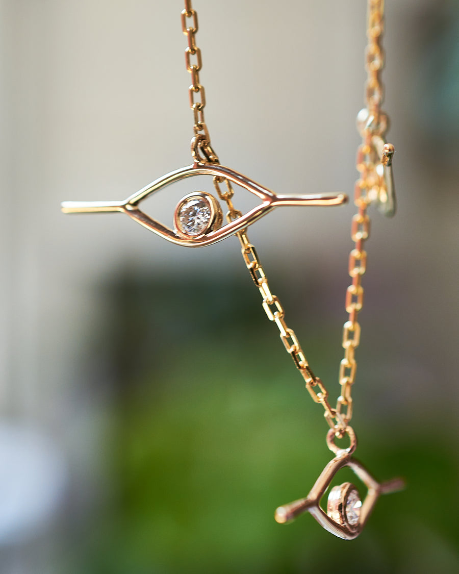 Diamond Triple Eye Pendant Necklace