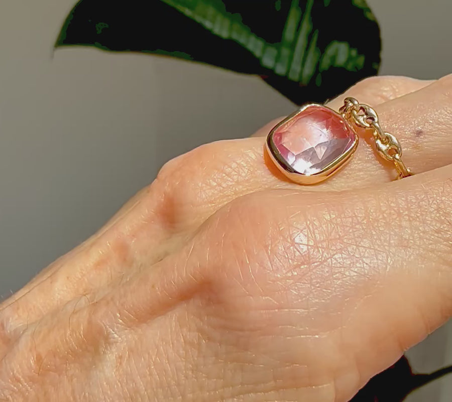 Floating Pink Sapphire Chain Ring