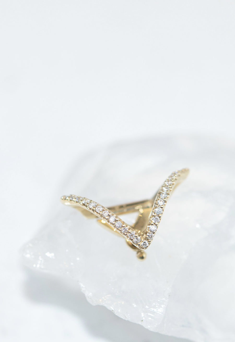 Micro-Pave Curved Triangle Ear Cuff Single Earring