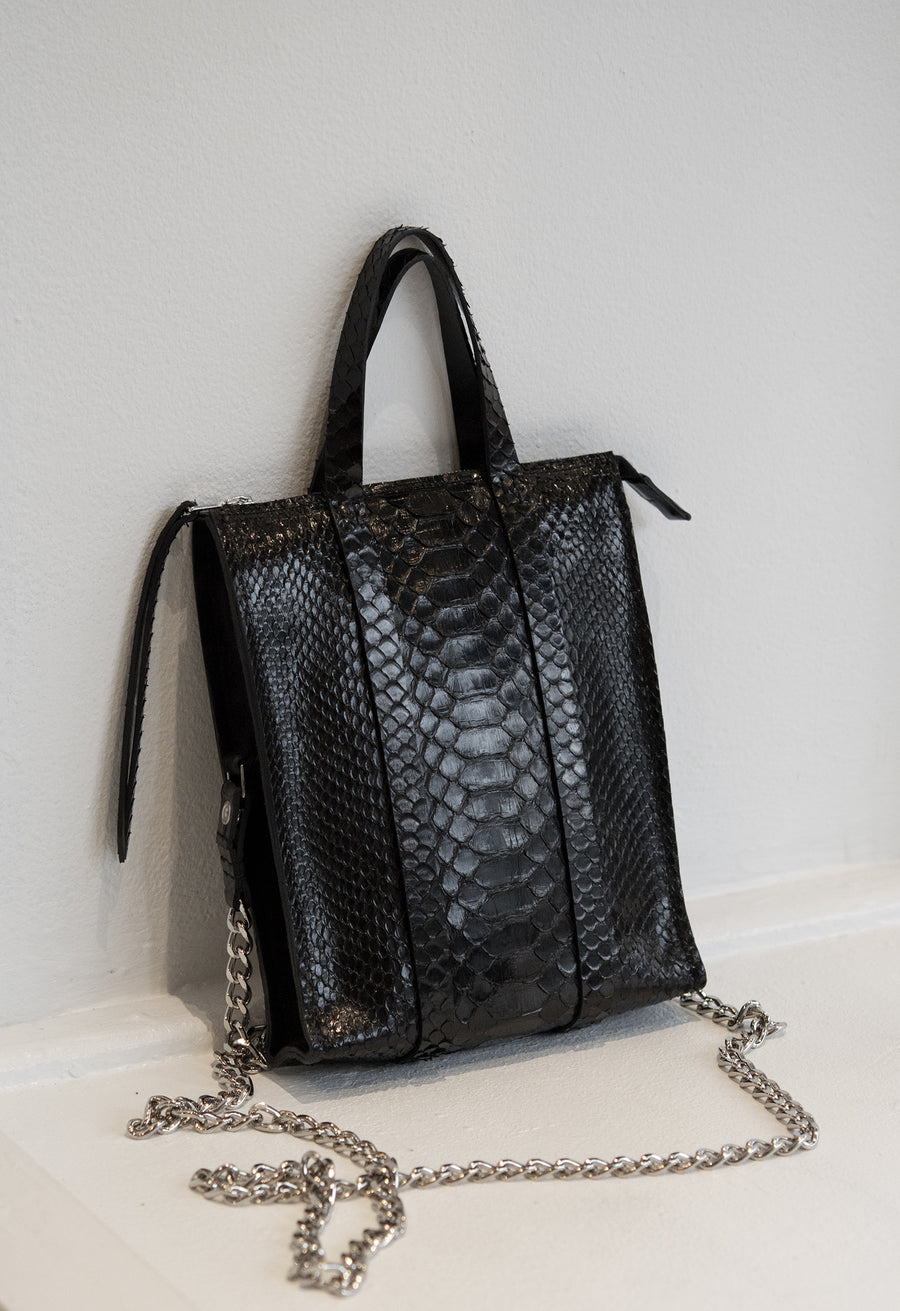 The Micro Classified Python Chain Tote
