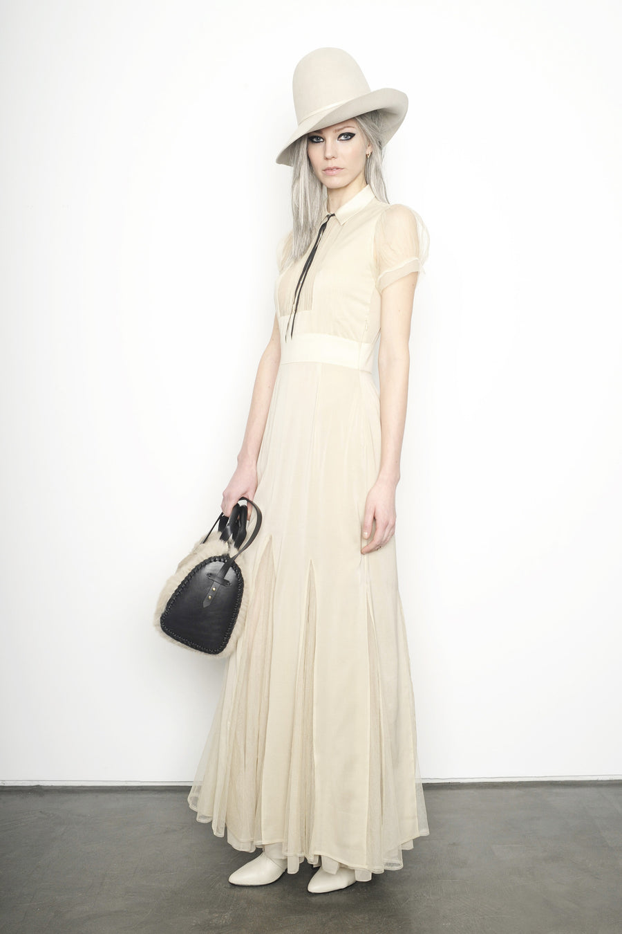 designer tea dress Shop the Timeless soft blue pleated Chiffon Dress with V-Neckline and Sheer Sleeves |