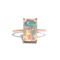 Emerald cut hot sale opal ring