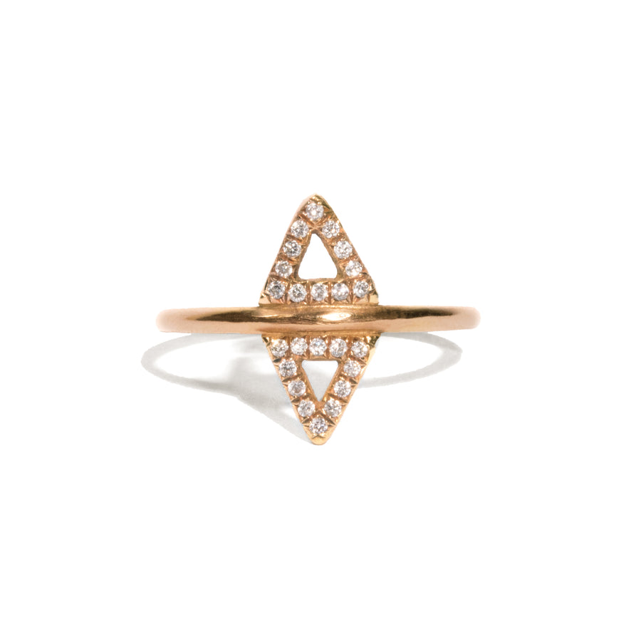 Micro-Pave Double Triangle Ring