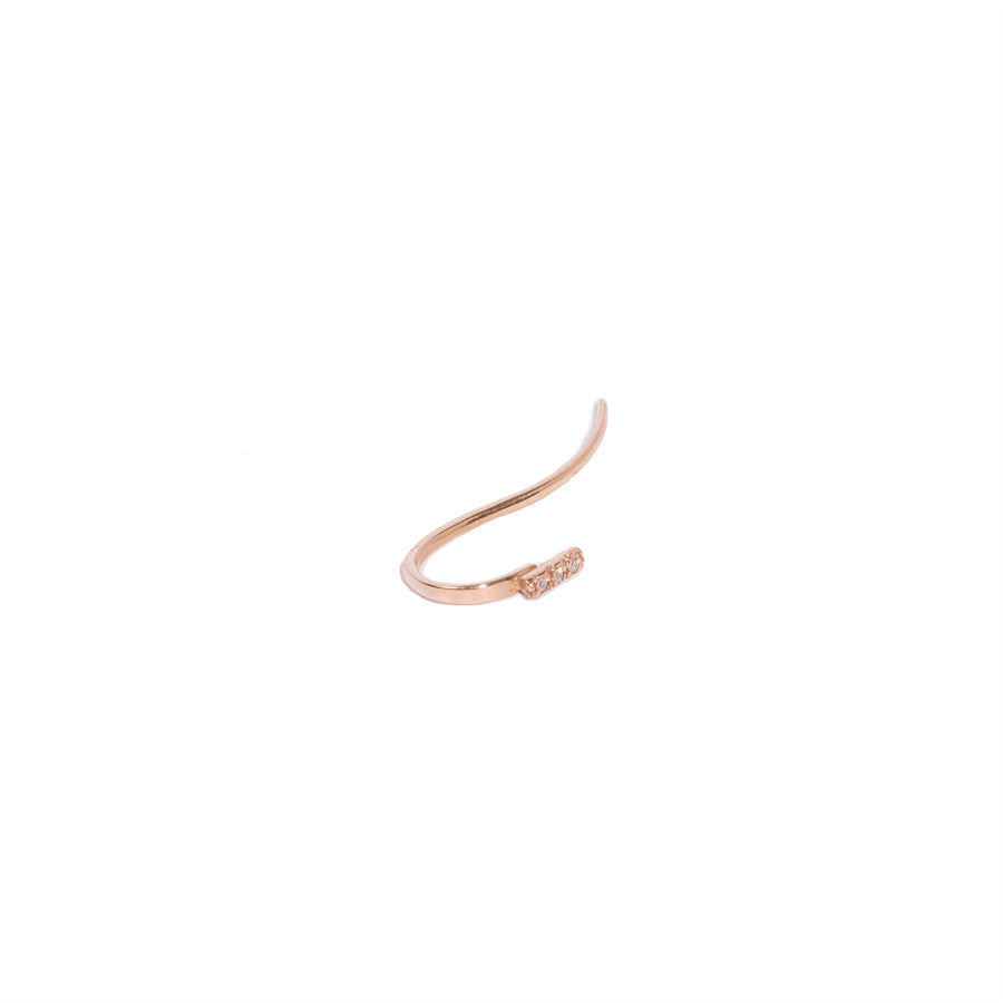 Single Micro Pave 3 Diamonds Line Hook Earring
