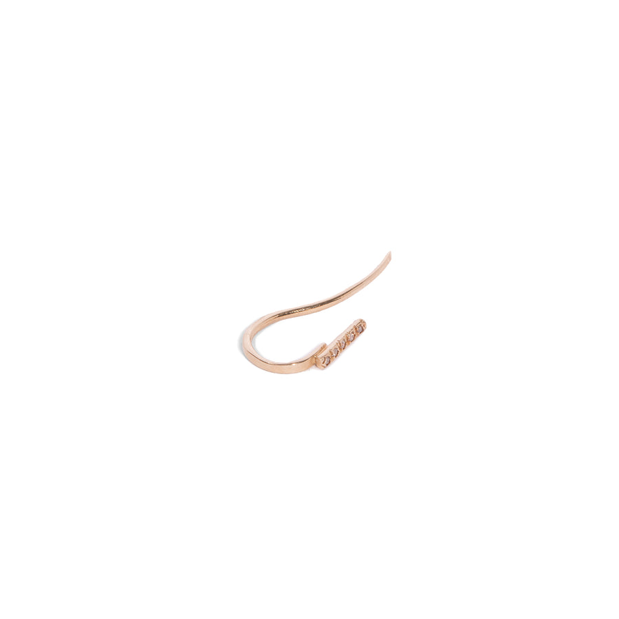 Single Micro Pave 5 Diamonds Line Hook Earring