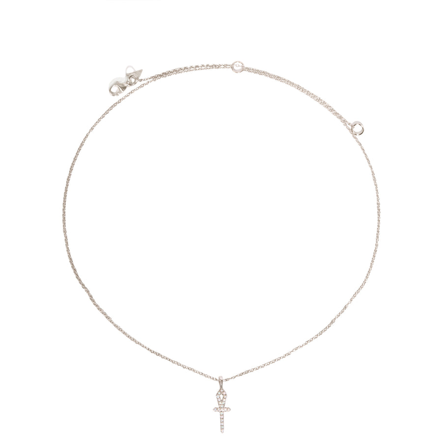 Micro Pave Opal Ankh Pendant Necklace