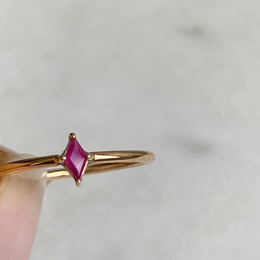 Diamond Cut Ruby Ring