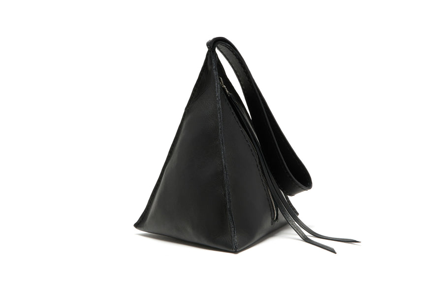 Black Leather Devil Star Pyramid Triangle Handbag wristlet Wendy Nichol Bag Purse Designer Handmade in NYC New York City High Quality Leather Wristlet Clutch Egyptian Triangle Pyramid Purse Handbag