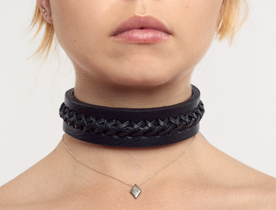 Handmade Thick Braided Leather Necklace