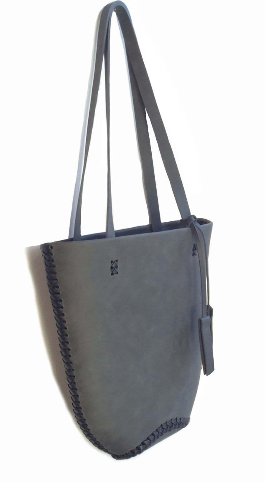 Gray Grey Horse Vegetable Tanned Leather Mini Tote Wendy Nichol Handbag bag Purse Designer Handmade in NYC New York City  braided Basket Everyday Simple Durable Light Medium Tote Eco Leather High Quality Leather