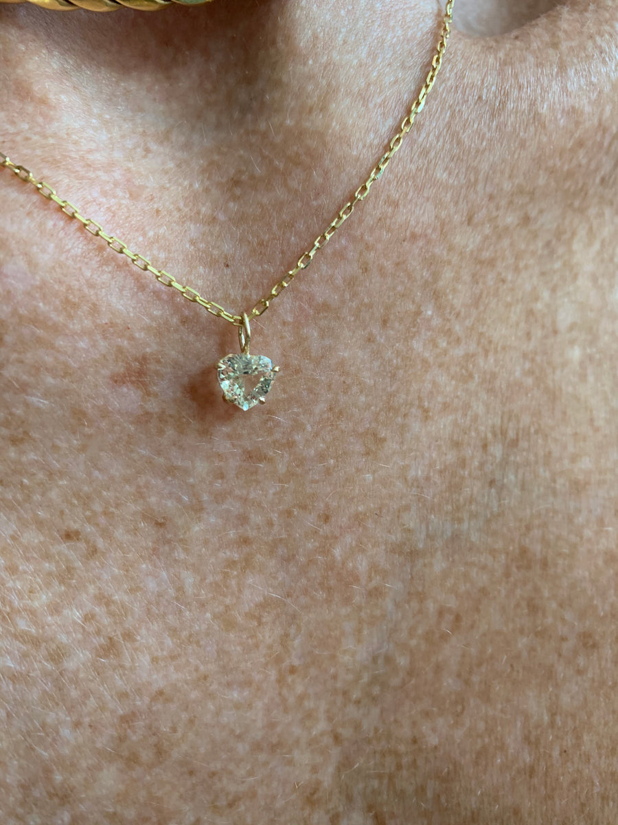 Champagne Sapphire Heart cut gem necklace