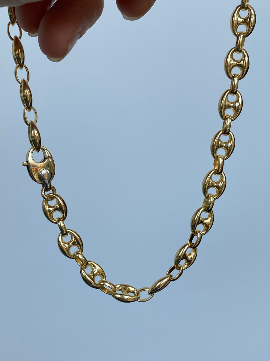 YELLOW GOLD PUFFED GUCCI-STYLE CHAIN NECKLACE, 10MM - Howard's