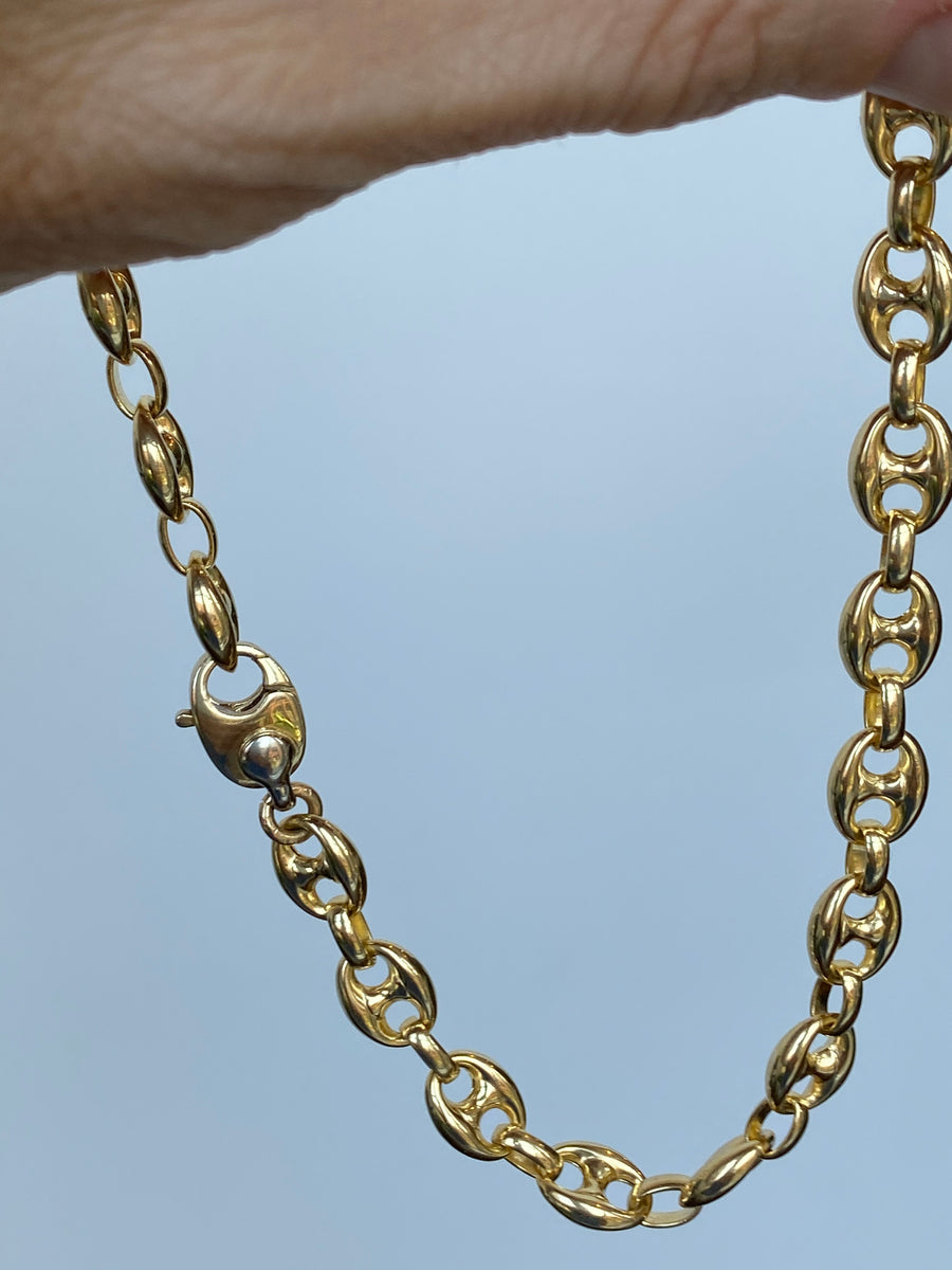 Puffy Mariner Link Chain in 14k Solid Gold