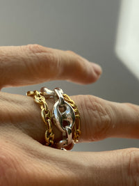 アクセサリー marine chain ring/ lui jewelry Link Chain Ring, Mariner Ring, Puff Mariner Band, Gold