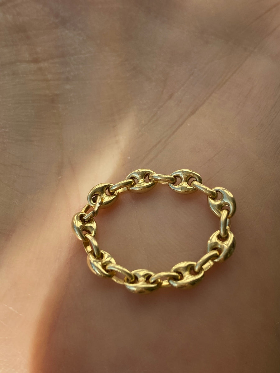 Thin Puffy Mariner Link Chain Ring