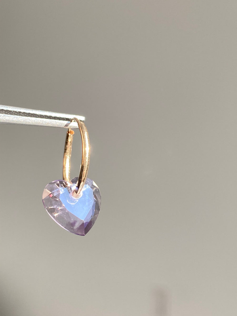 Limited Edition Lilac Amethyst Heart Endless Hoop Earring
