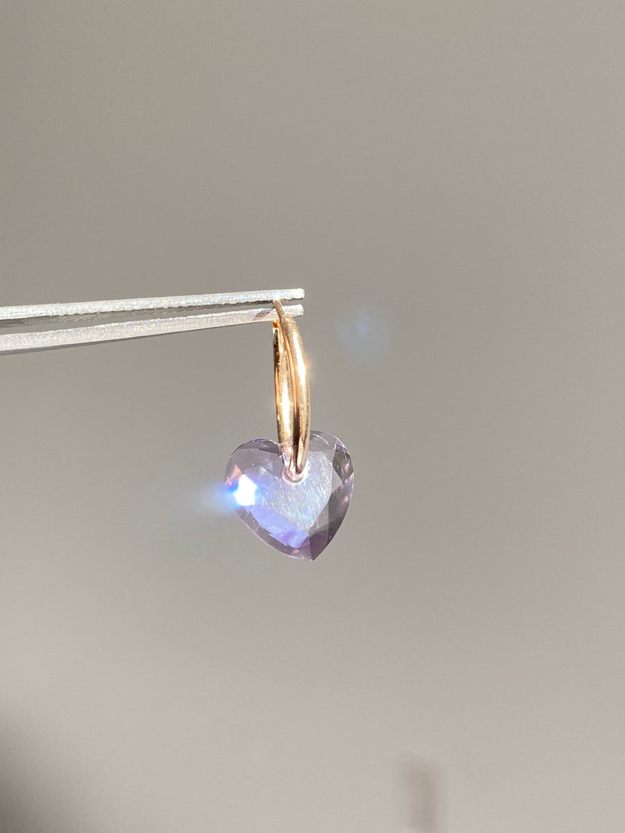 Limited Edition Lilac Amethyst Heart Endless Hoop Earring