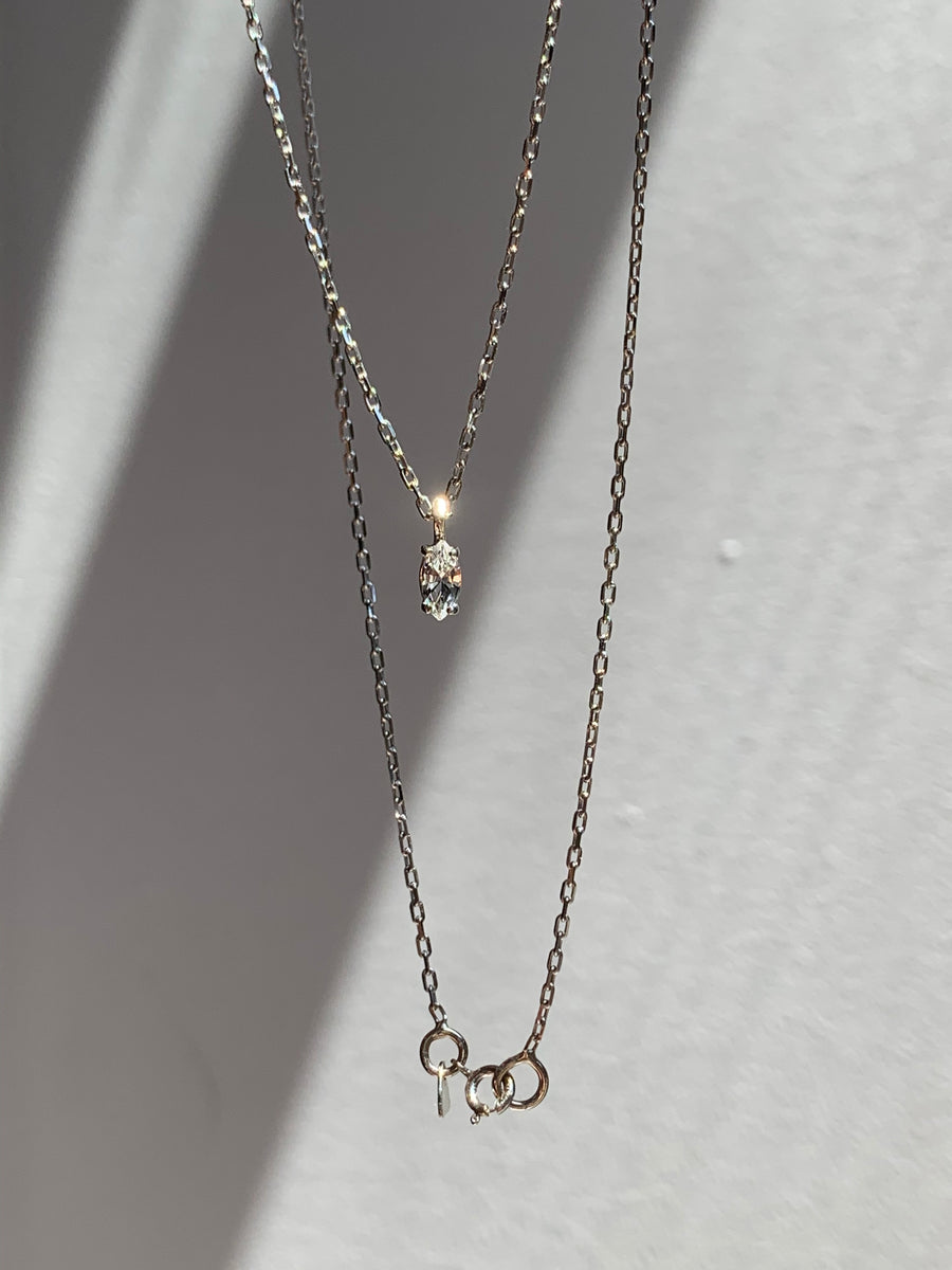 .3 Carat White Sapphire Marquise cut gem necklace