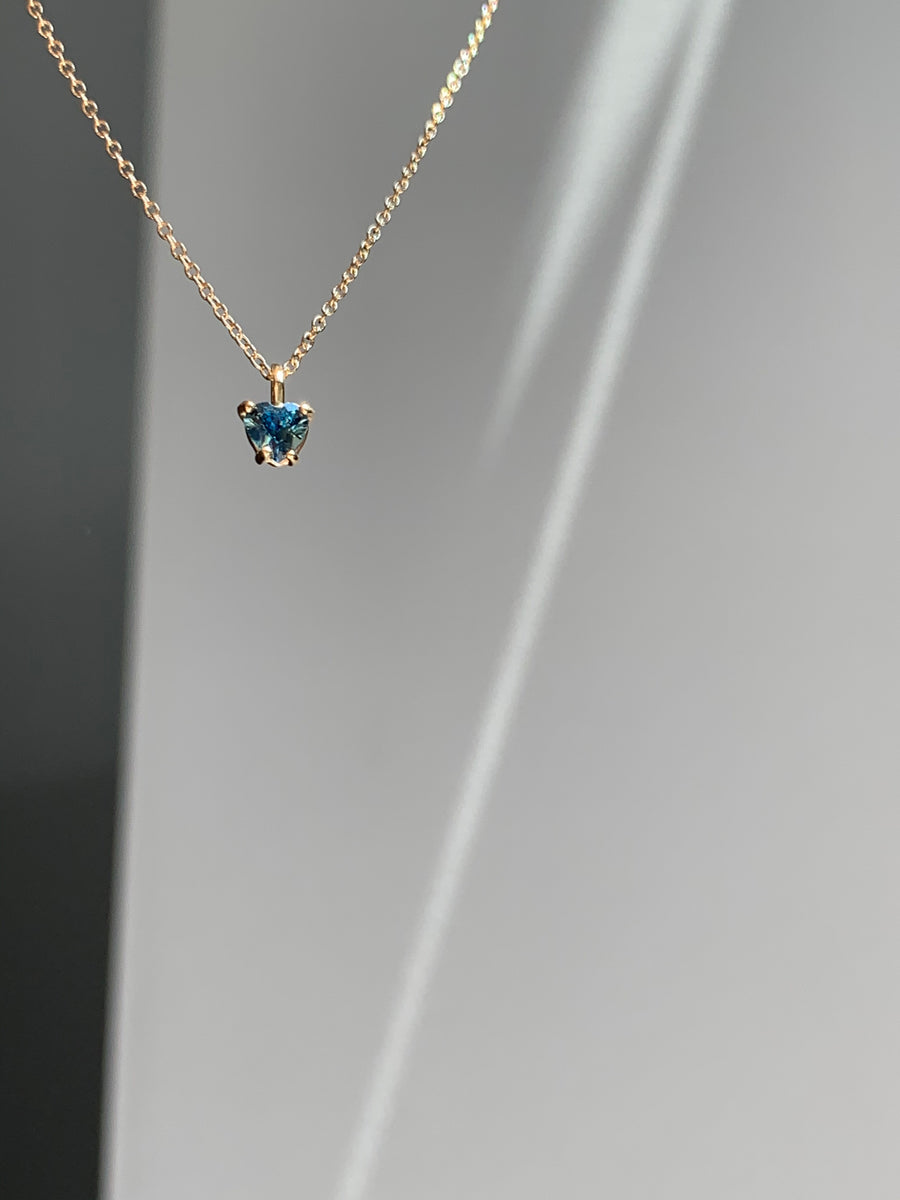 .25 Carat Deep Blue Sapphire Heart cut gem necklace