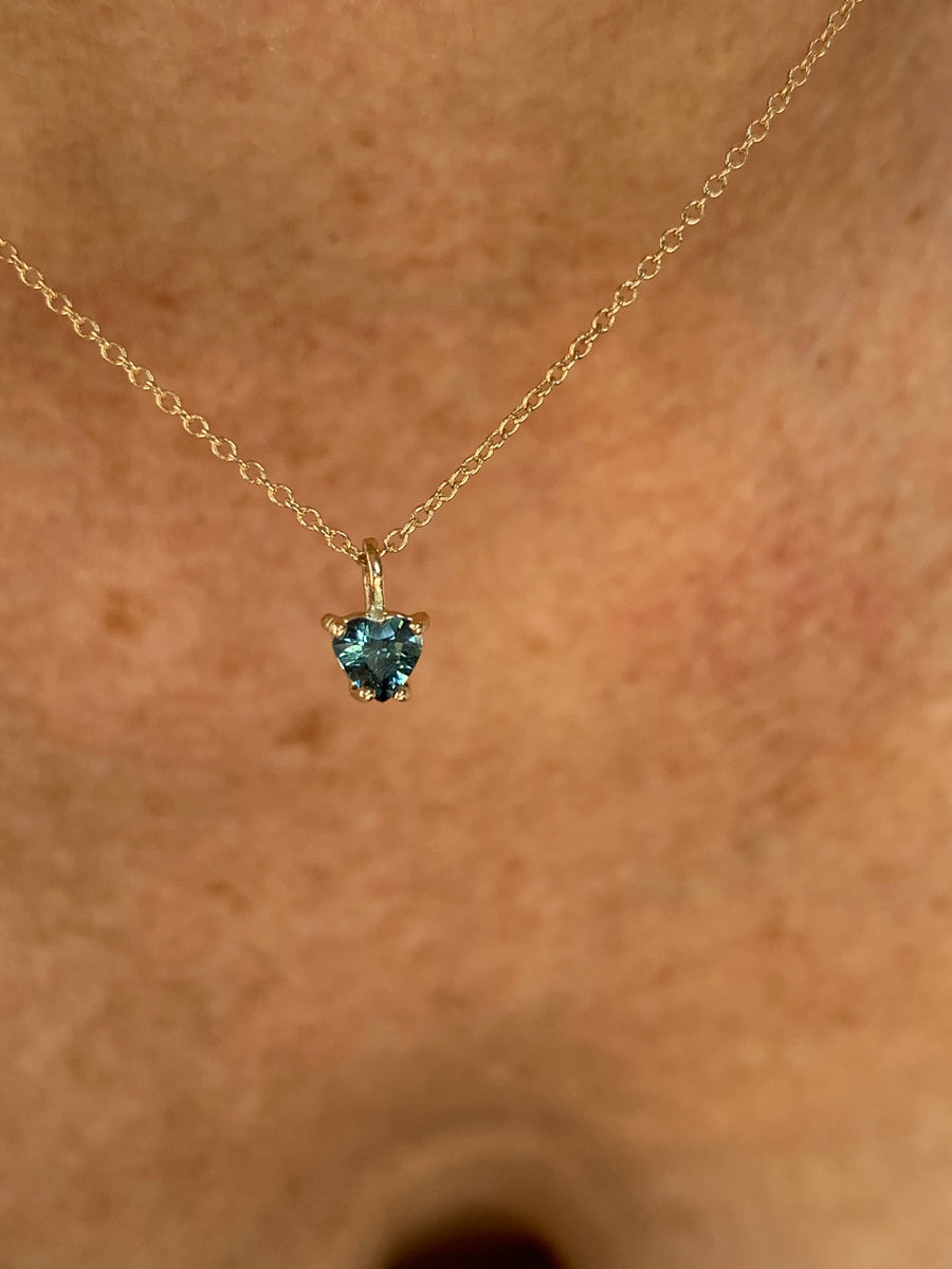 .25 Carat Deep Blue Sapphire Heart cut gem necklace