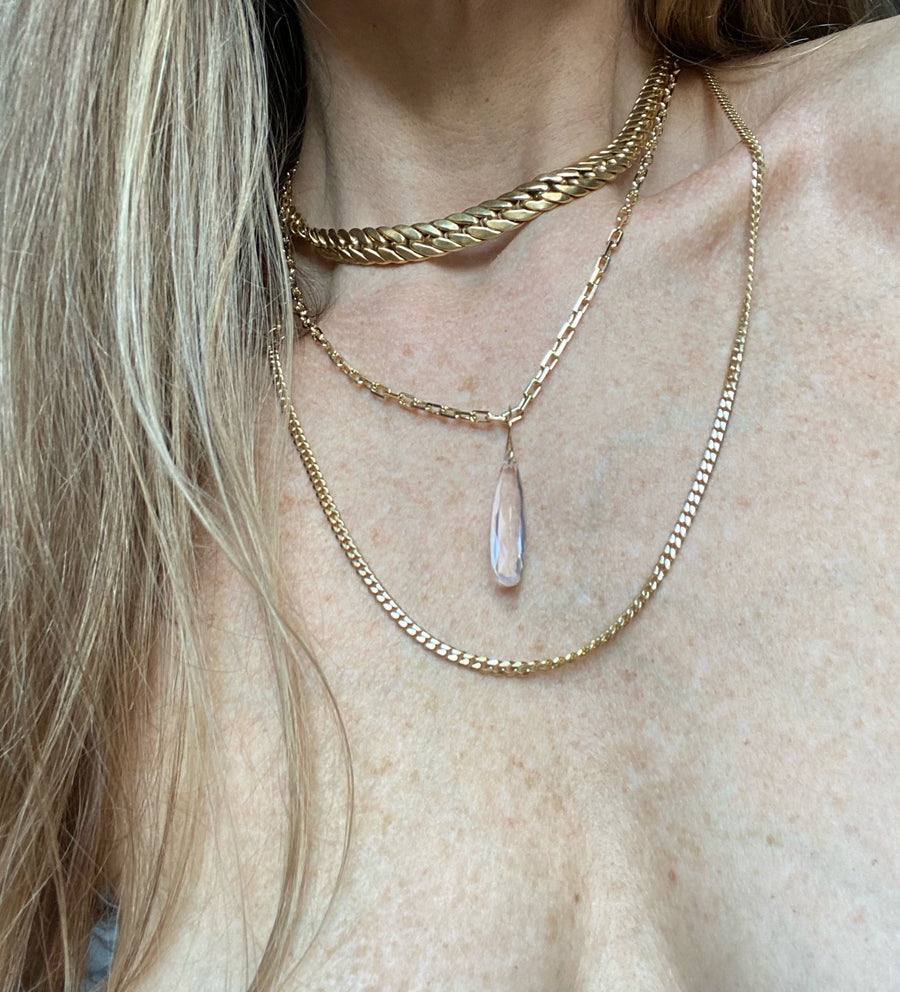 Rose Quartz faceted drop Necklace