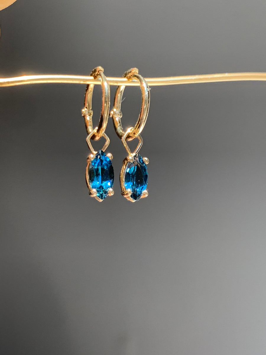 Marquis sapphire dangle gem on 12mm hoop