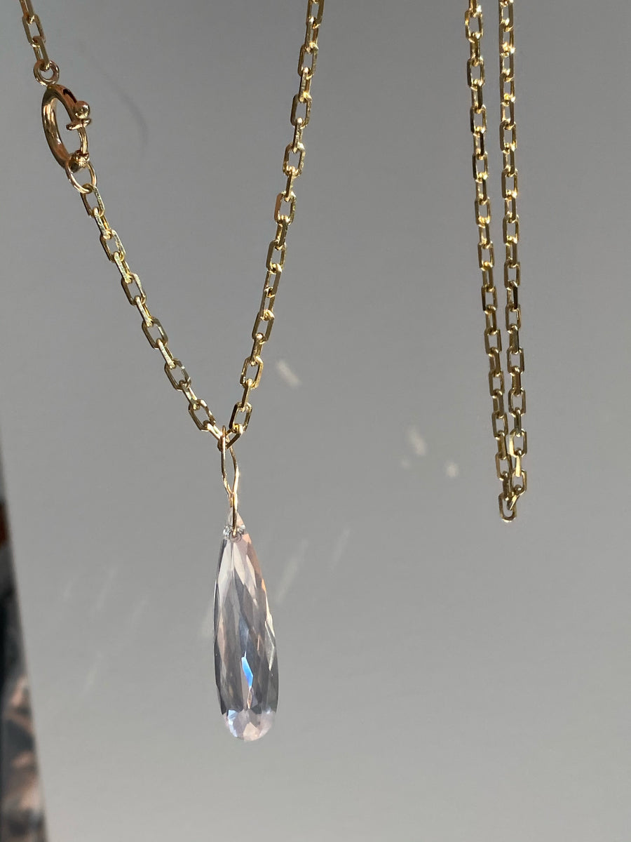Rose Quartz faceted drop Necklace