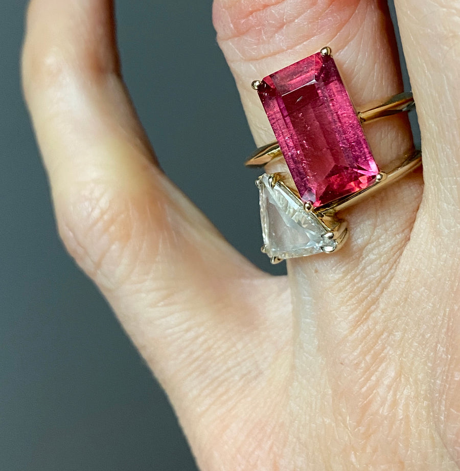 Rubellite Emerald Cut Red Tourmaline Ring