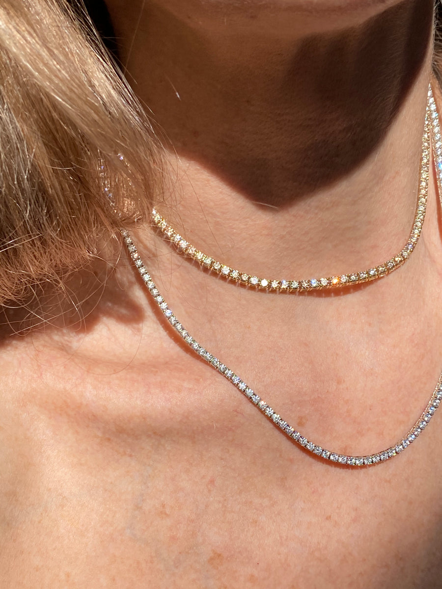 2.9mm Champagne Diamond Tennis Necklace