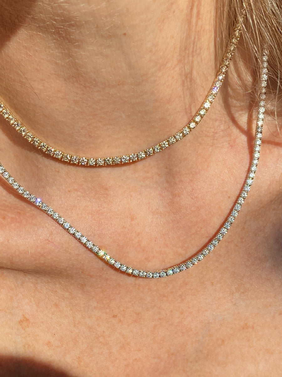 2.9mm White Diamond Tennis Necklace