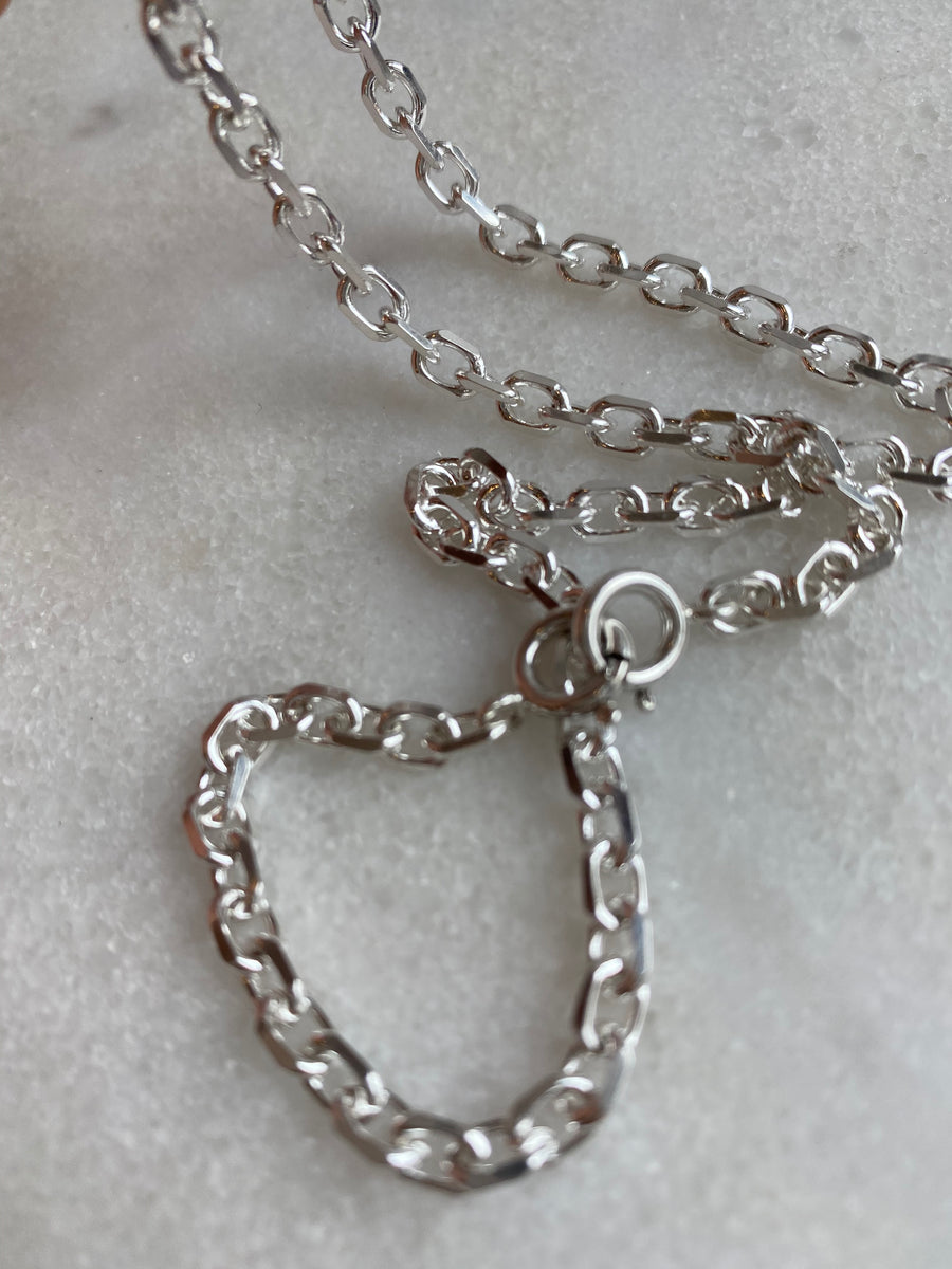 Elongated Diamond Cut Cable Chain 4.2mm Sterling Silver Necklace