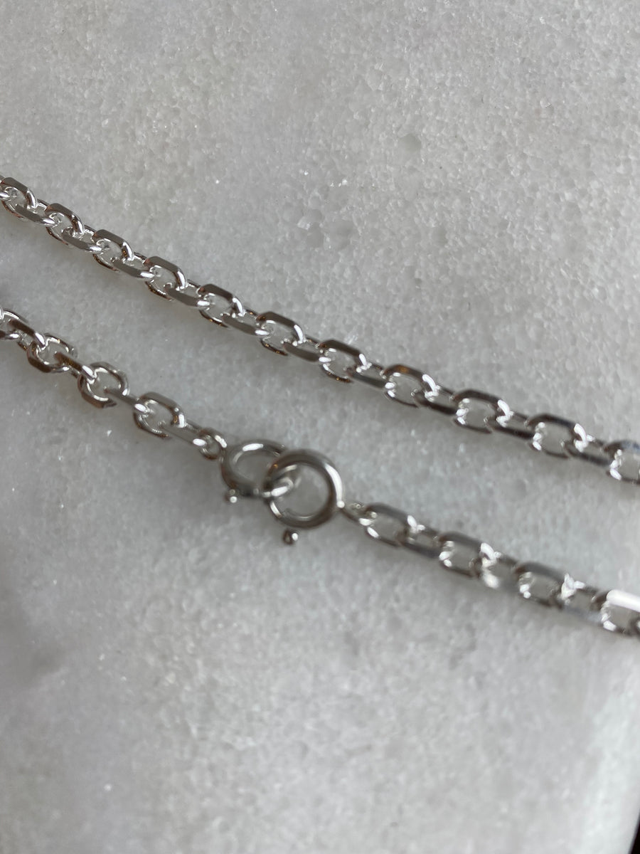 Elongated Diamond Cut Cable Chain 4.2mm Sterling Silver Necklace