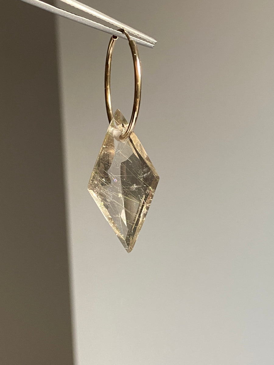 Golden Rutile Quartz Diamond-Cut Hoop Earring