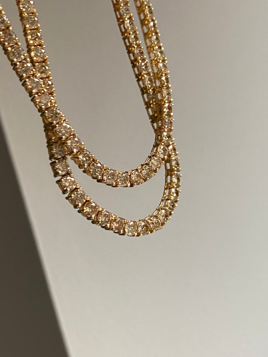 2.9mm Champagne Diamond Tennis Necklace