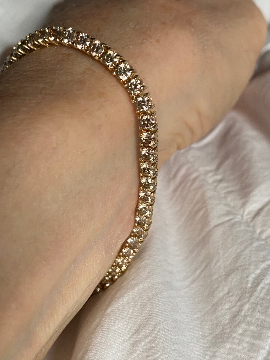 Champagne diamond tennis bracelets Clearance