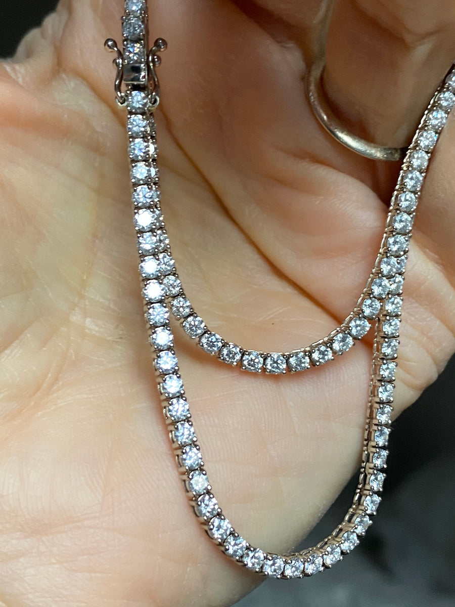 2.9mm White Diamond Tennis Necklace