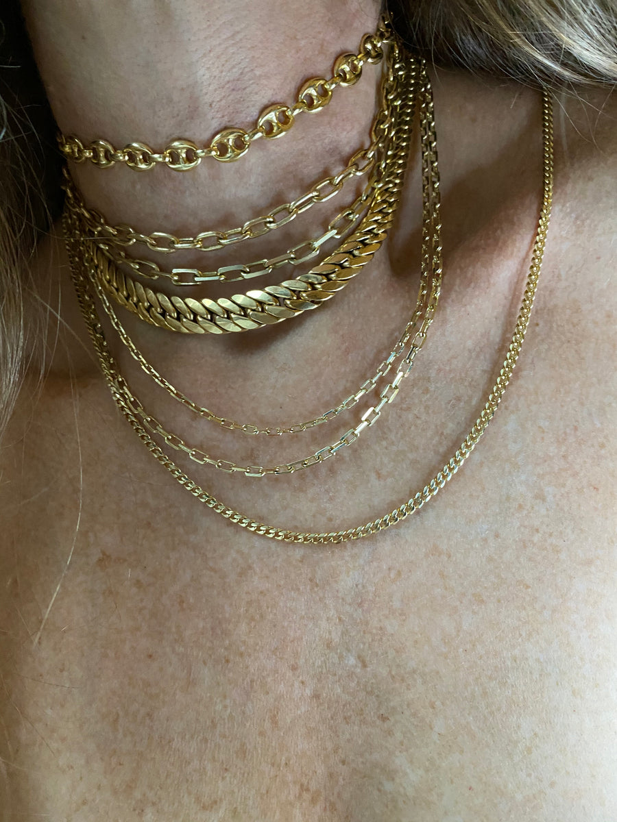 Puffy Mariner Link Chain in 14k Solid Gold