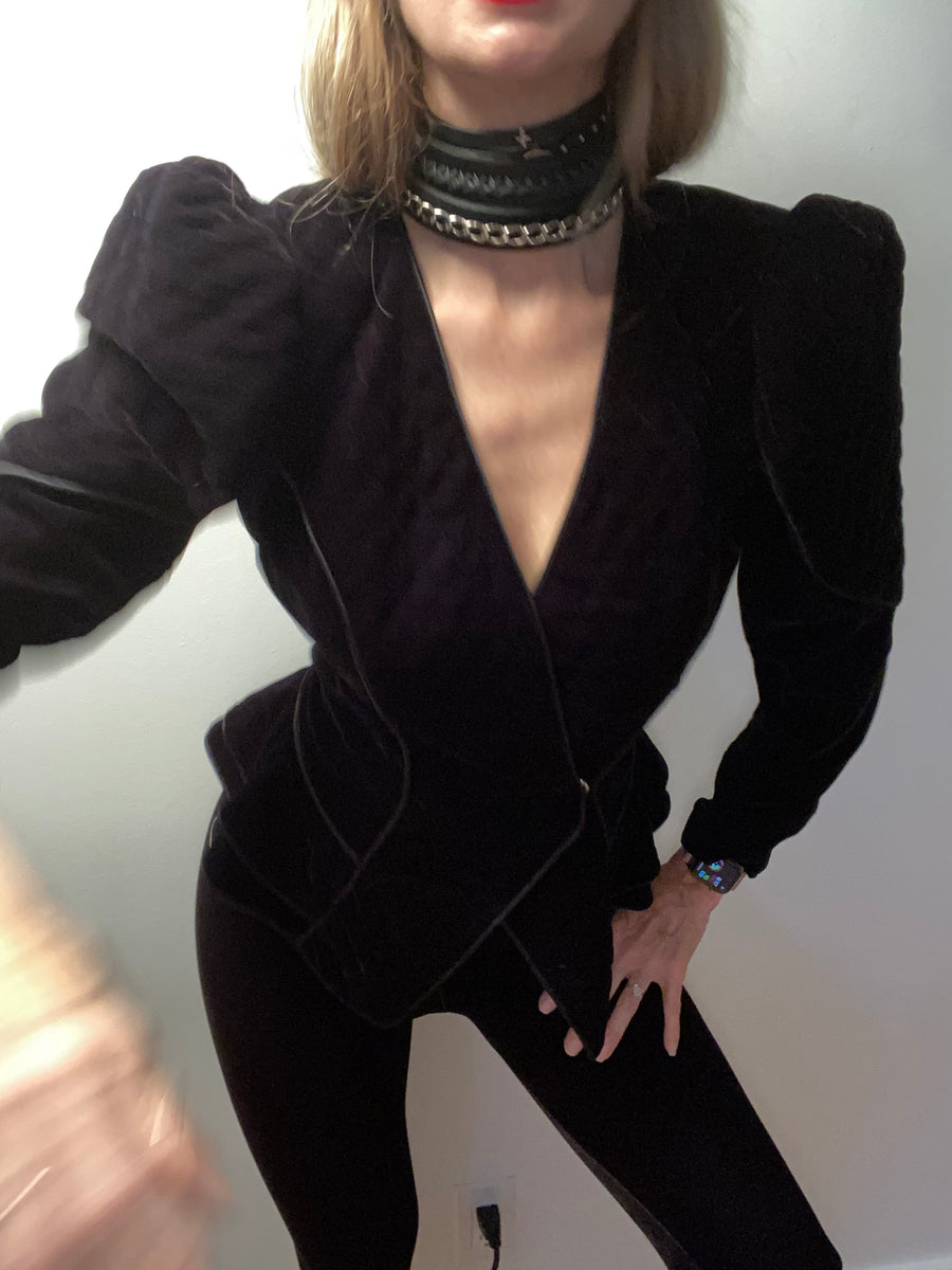 Velvet corset puff sleeve Cropped Jacket – Wendy Nichol