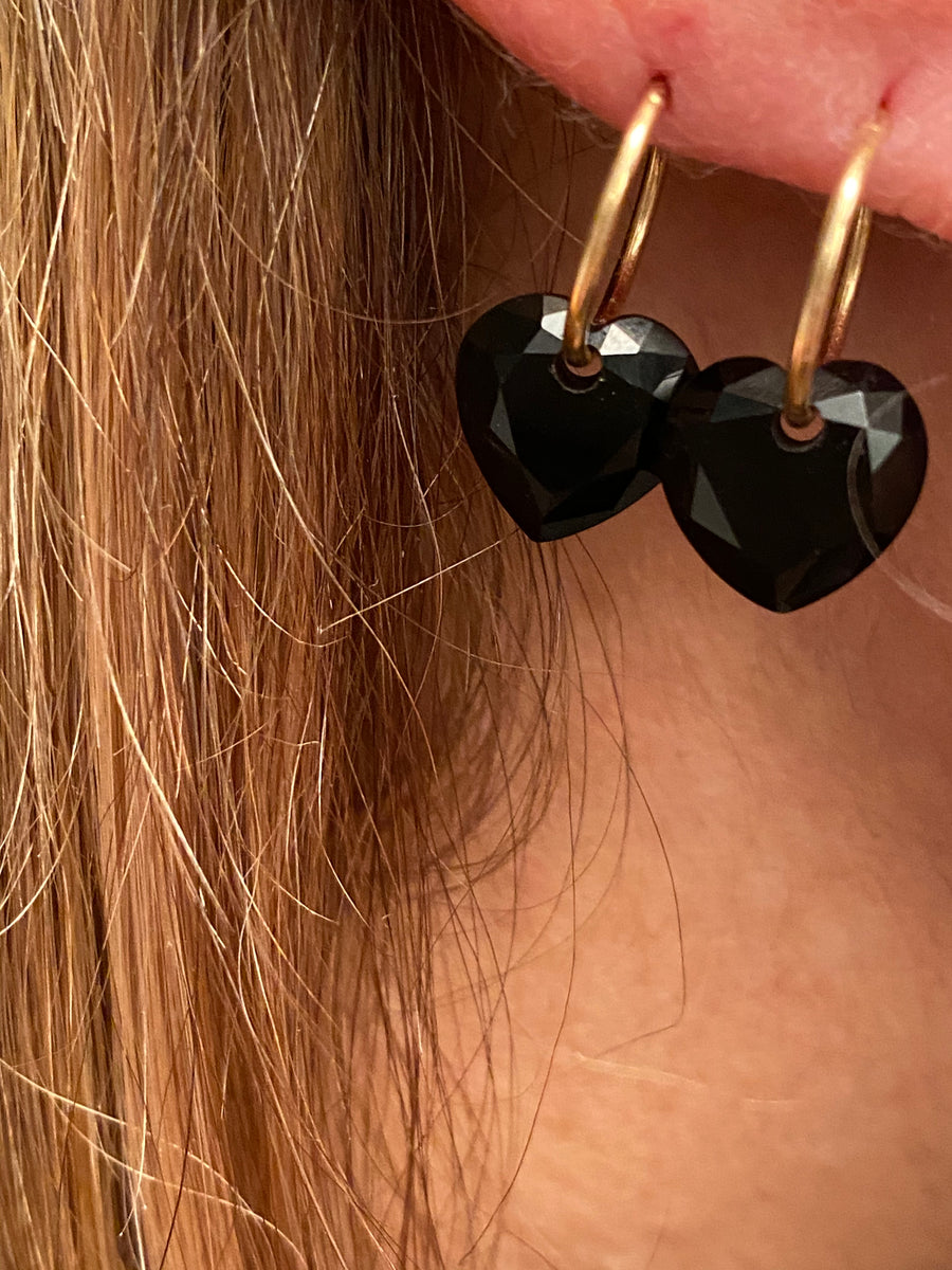 Limited Edition Onyx Heart Endless Hoop Earrings
