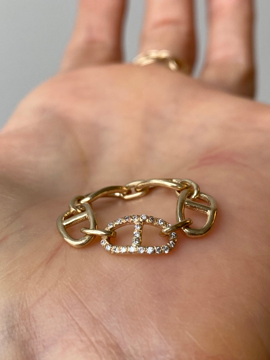 DNA Link Diamond-Pave Chain Ring