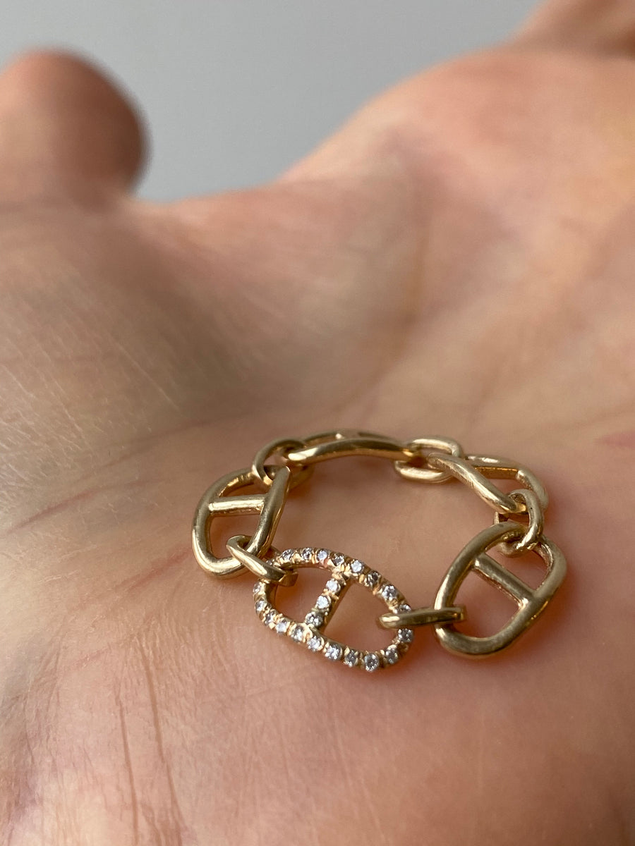 DNA Link Diamond-Pave Chain Ring